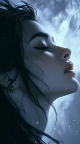 Soft moonlit breath and a quiet dreamer in blue hush.