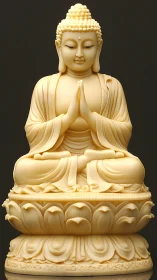 Gentle ivory Buddha statue radiating calm, heartfelt peace.