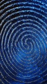 Macro fingerprint pattern rendered in shimmering blue detail