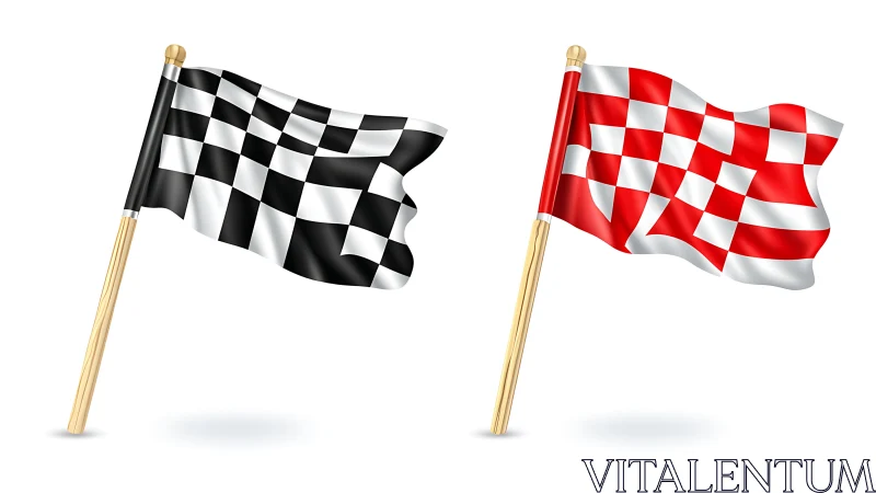 Racing checkered flags rendered with dynamic fabric simulation
