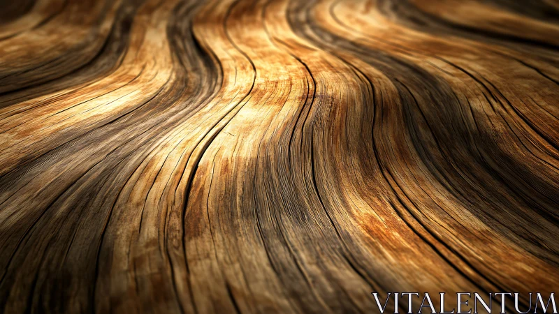 Curved wooden plank surface shows detailed grain and highlights