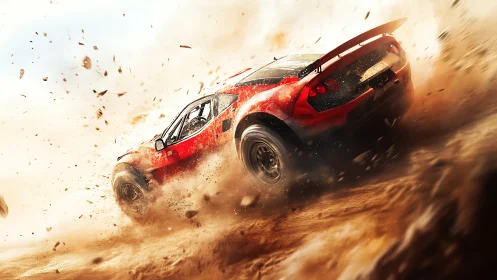 Rally raid supercar powerslide rendered in dynamic 3D realism
