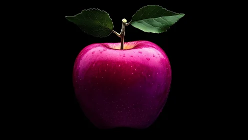 Hyperreal magenta apple rendered against deep black ground