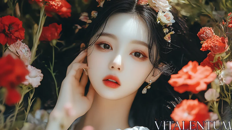 Garden muse pauses time with one luminous, floral gaze