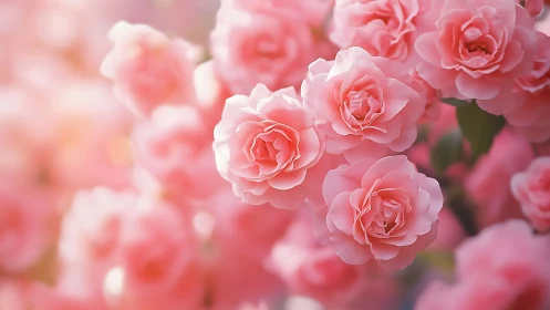 Blooming Pink Garden: Delicate Rose Petals in Soft Focus Composition.
