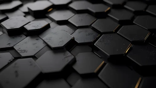 Sleek black hexagonal tiles with minimalistic modern texture.