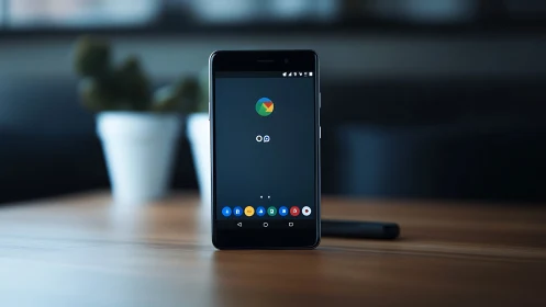 Android smartphone displaying home screen with app icons and widgets