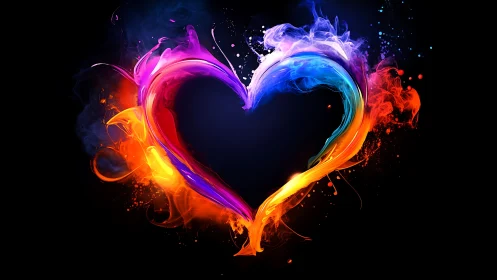 Luminous Love: A Fiery Heart Glows.