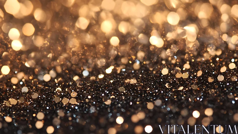 Golden glitter bokeh background with sparkling festive lights.