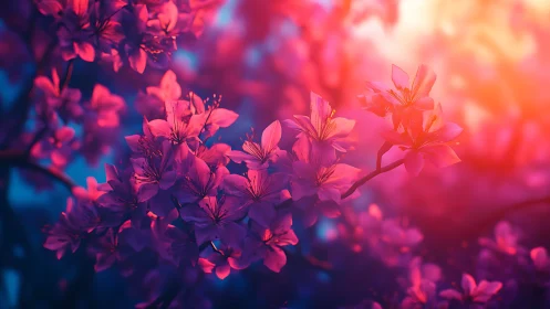 Neon Blossoms Glow Where Magenta Dreams Ignite Night