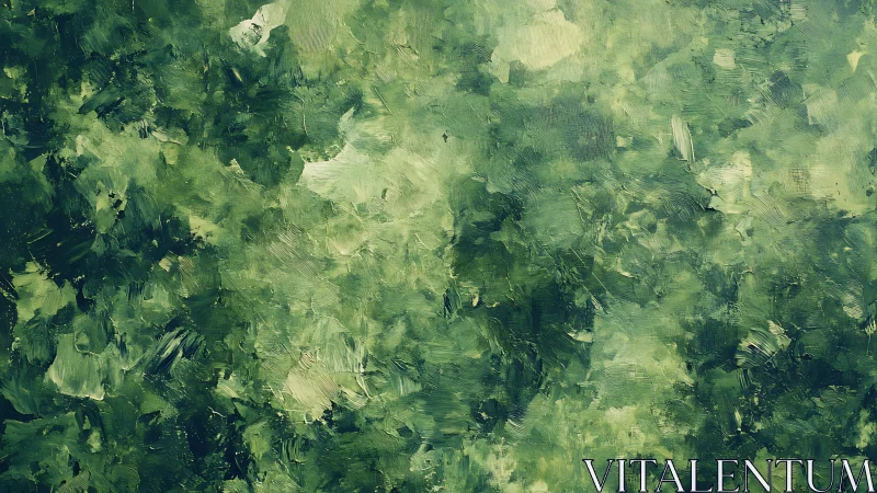 Textured emerald abstract field in layered impasto greens.