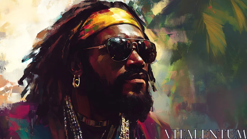 Portrait of a confident man with dreadlocks and sunglasses.