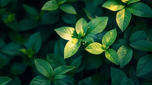 Backlit foliage composition with luminous leaf structure.