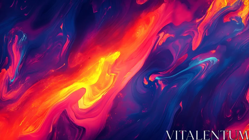 Vivid flowing abstract paint forms intense neon color currents