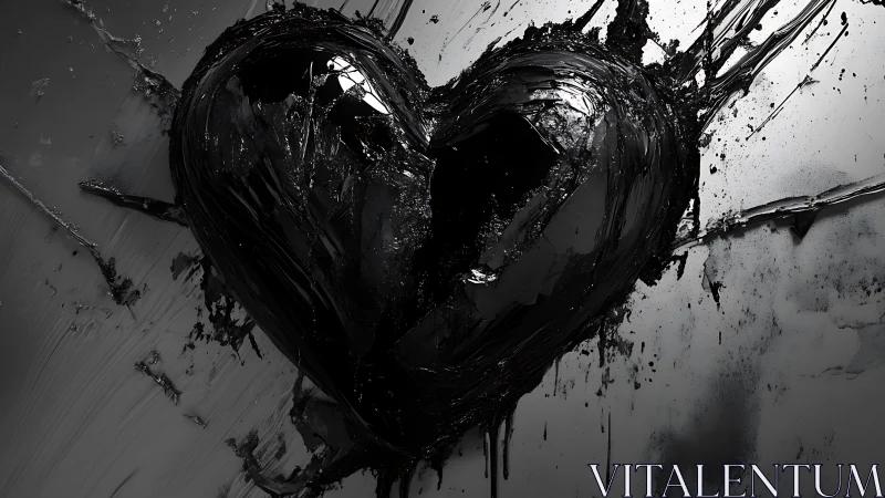 Black Paint Heart Form with Splatter Detail