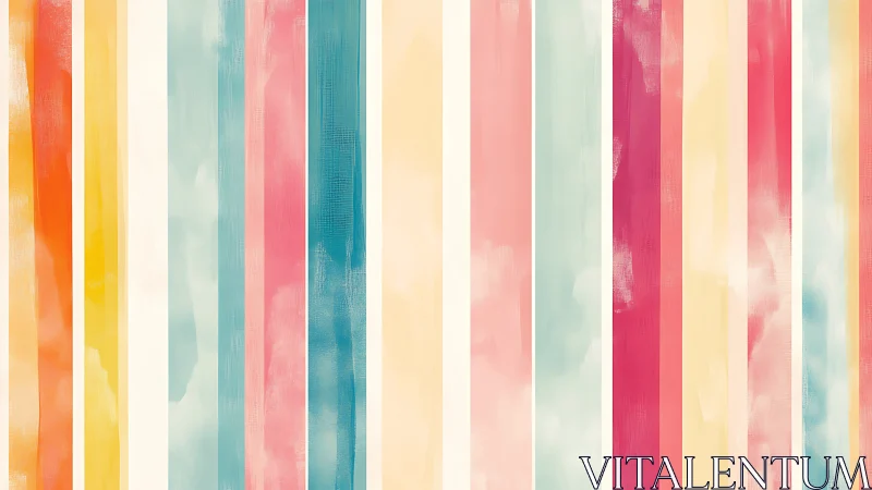 Vertical pastel stripes show textured watercolor gradients and bleed