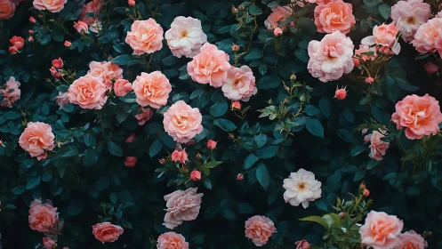 Rose Garden Composition with Pink and White Blooms