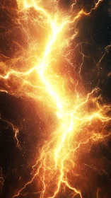 Massive Lightning Bolt Strike Through Darkened Sky.