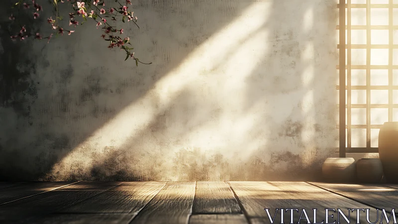 Sunlit tatami corner quietly rehearses the arrival of spring