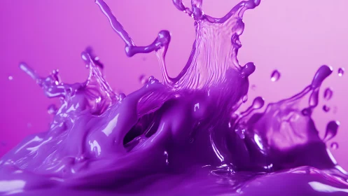 Vivid Purple Liquid Splash in Abstract Motion, High-Detail Art.