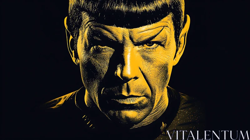 Yellow-tinted stylized portrait of a person faces forward