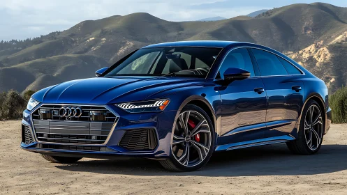 Blue performance sedan showcases sharp design under natural light