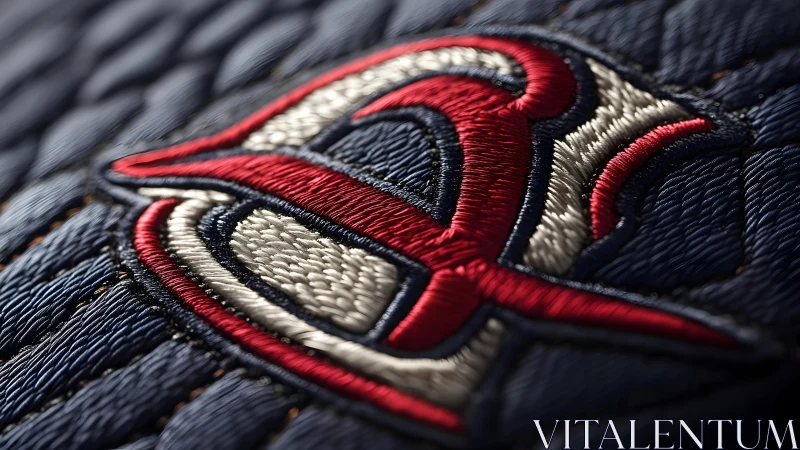 Close-up of Embroidered Letter on Dark Fabric in Bold Colors.