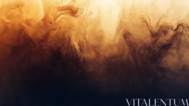 Golden umber fluid clouds in atmospheric diffusion study.