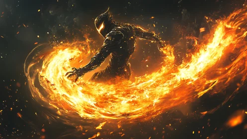 Thermal vortex combatant manipulating arc-shaped plasma stream.