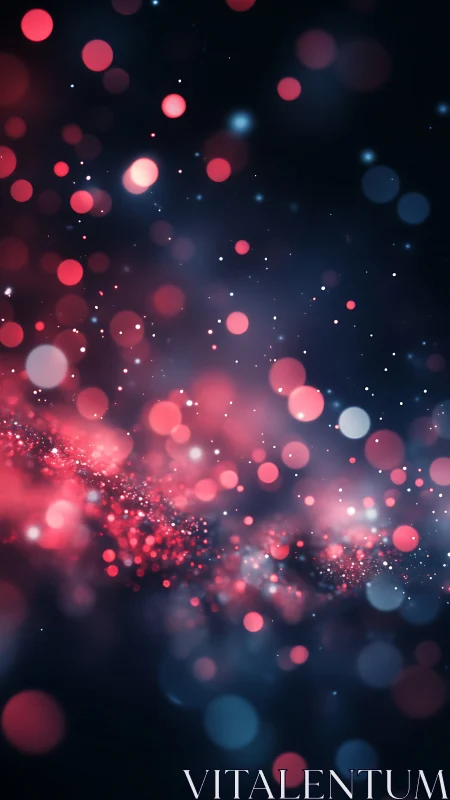 Soft bokeh lights over dark background with red glow.