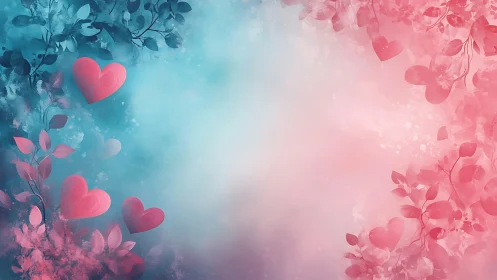Hearts and Floral Elements Gradient Composition.
