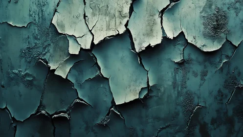 Peeling Turquoise Paint Texture on Aged Wall, Grunge Style.