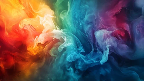 Colorful swirling clouds of paint drift in soft harmony