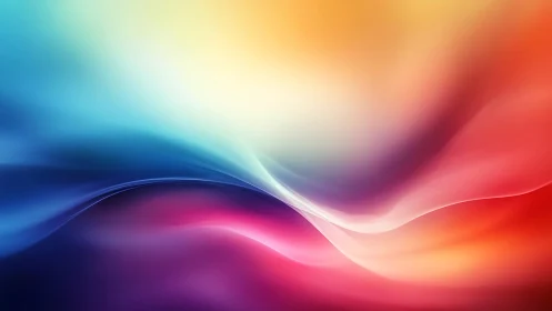 Liquid rainbow horizon curling into soft luminous waves.