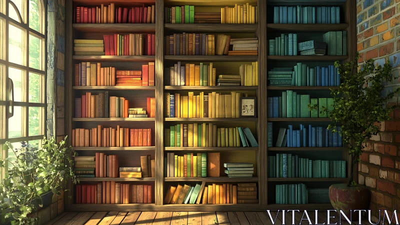 Color-graded bookshelf in warm natural light illustrates tonal harmony