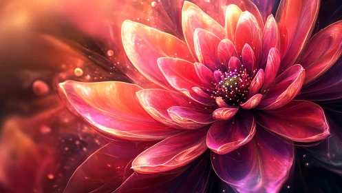 Radiant digital lotus unfolding in glowing color bloom.