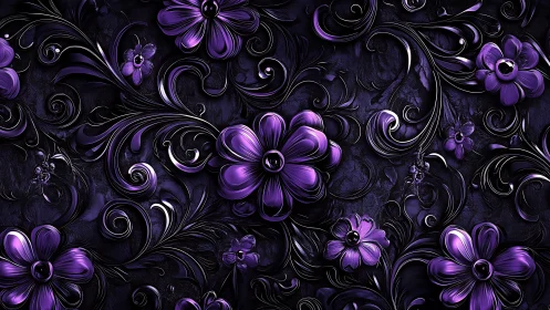 Purple Blooms Dance: A 3D Floral Fantasy.