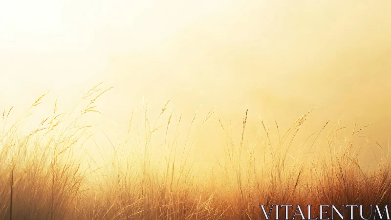 Golden tall grass in sunlight, soft minimalist nature landscape.