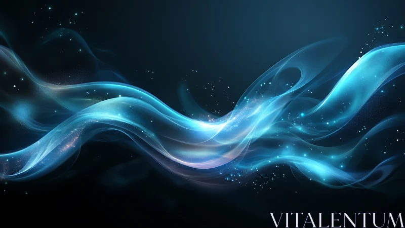 Glowing blue energy ribbons swirl across a cosmic void.