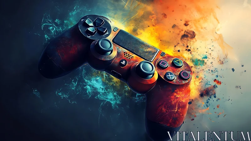 Spectral Gaming Controller Rendered Through Elemental Collision.