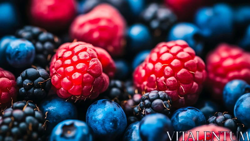 Close-up assorted mixed berries in tight clustered composition.
