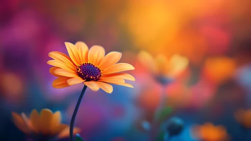Gerbera Daisy in Bokeh: Selective Focus Macro Study.