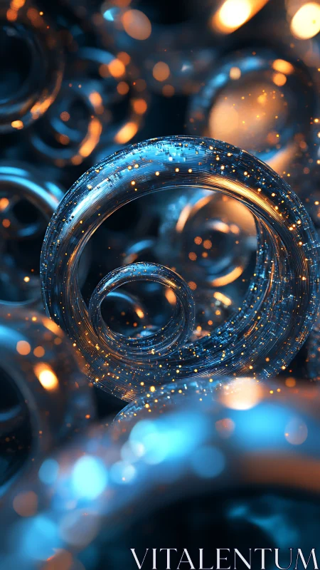 Parametric glass torus cluster with bokeh and particle field
