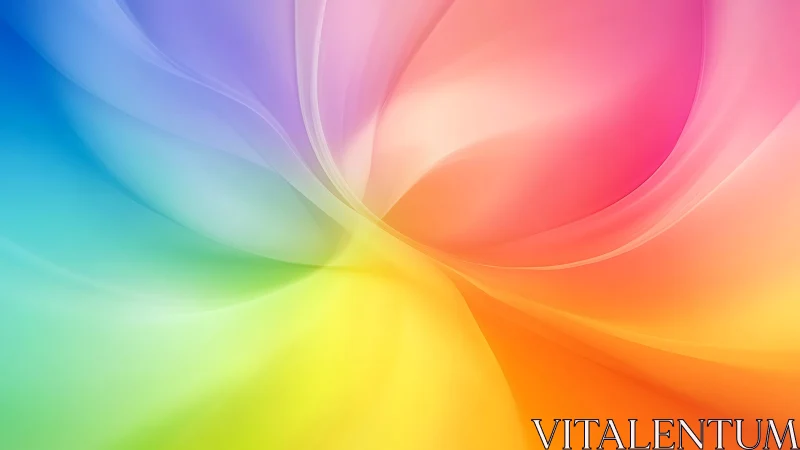 Multicolor radial gradient swirls form soft abstract curves