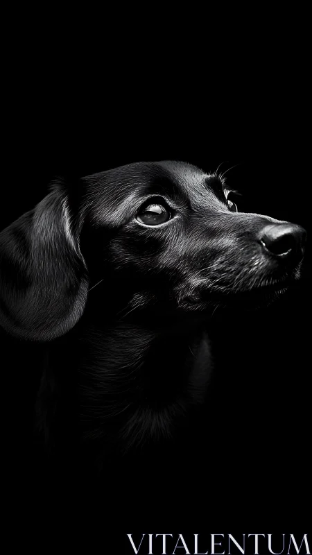 Moonlit gaze of a shadowblack dog in velvet darkness.