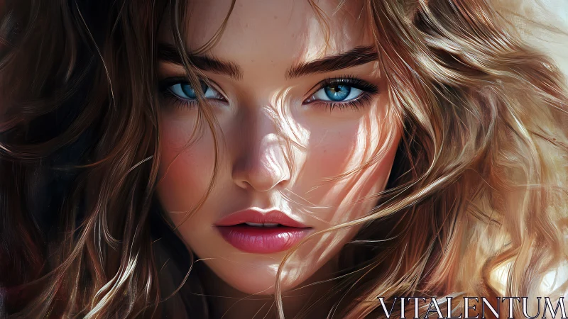 Gently sunlit portrait celebrates bright eyes and loose curls