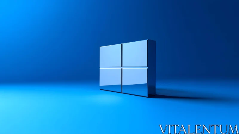 3D Windows Logo on Blue Gradient Background, Modern Digital Art.
