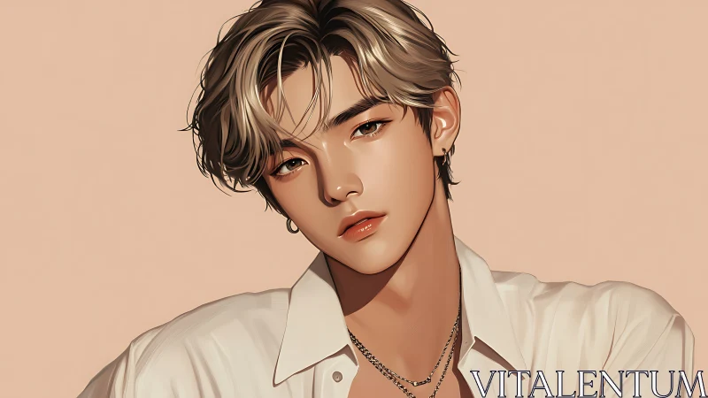 Stylized male portrait with soft cel-shaded rendering precision.