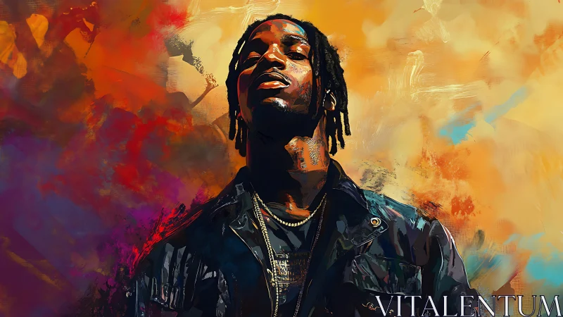 Bold digital portrait of confident man in vivid colors.