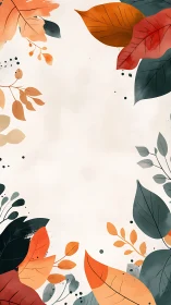 Autumn foliage border with muted watercolor leaf illustration.